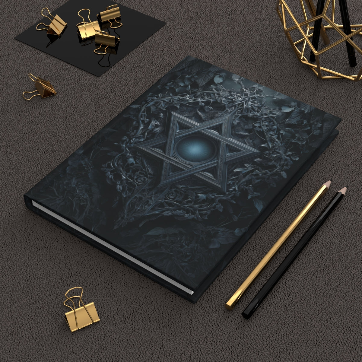 Gothic Star of David Journal, Gothic Mystical Notebook, Dark Esoteric Grimoire, Personalized Hardcover & Spiral Journal