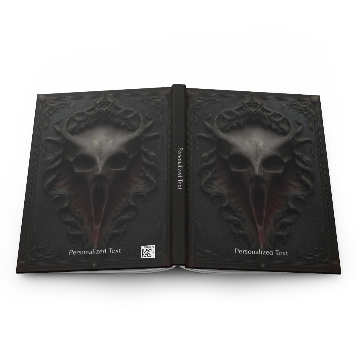 Gothic Horror Skull Journal – Dark Fantasy Demon Skull Notebook with Optional Personalized Text