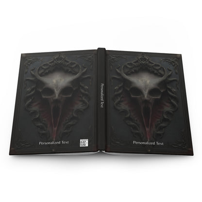 Gothic Horror Skull Journal – Dark Fantasy Demon Skull Notebook with Optional Personalized Text