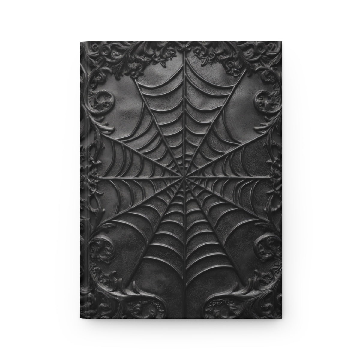 Gothic Spiderweb Journal – Dark Aesthetic Notebook with Ornate Black Web Design & Optional Personalized Text