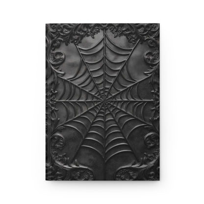 Gothic Spiderweb Journal – Dark Aesthetic Notebook with Ornate Black Web Design & Optional Personalized Text