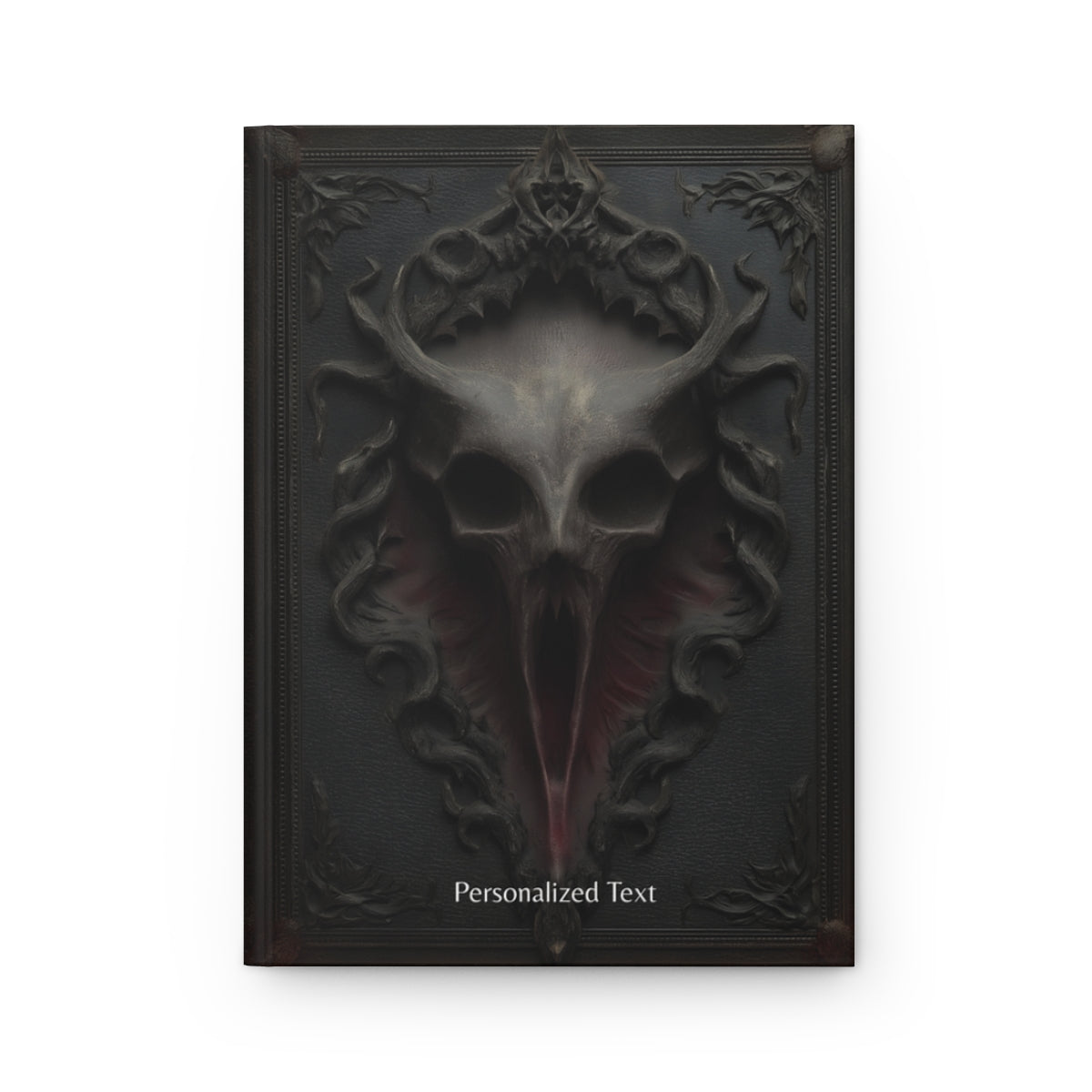 Gothic Horror Skull Journal – Dark Fantasy Demon Skull Notebook with Optional Personalized Text