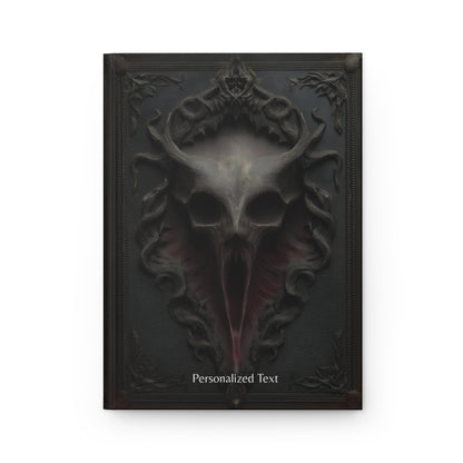 Gothic Horror Skull Journal – Dark Fantasy Demon Skull Notebook with Optional Personalized Text