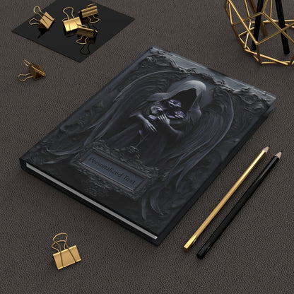 Gothic Dark Angel Journal – Grim Reaper Aesthetic Notebook with Black Wings & Optional Personalized Text