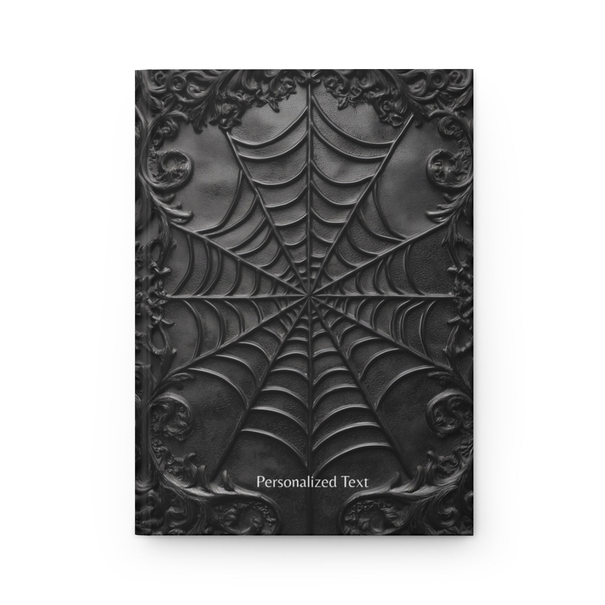 Gothic Spiderweb Journal – Dark Aesthetic Notebook with Ornate Black Web Design & Optional Personalized Text