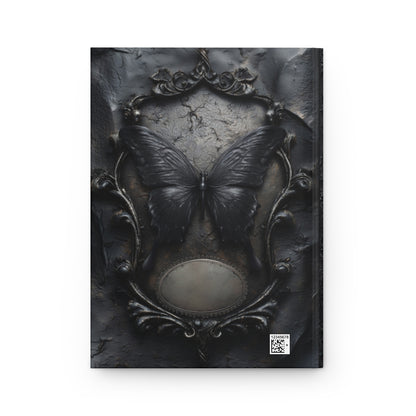 Gothic Black Butterfly Journal – Dark Fantasy Notebook with Optional Personalized Text