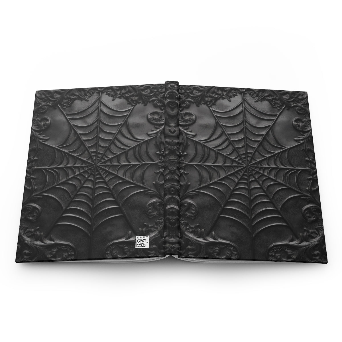 Gothic Spiderweb Journal – Dark Aesthetic Notebook with Ornate Black Web Design & Optional Personalized Text