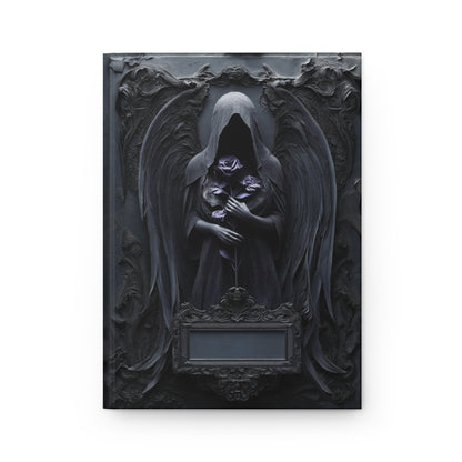 Gothic Dark Angel Journal – Grim Reaper Aesthetic Notebook with Black Wings & Optional Personalized Text