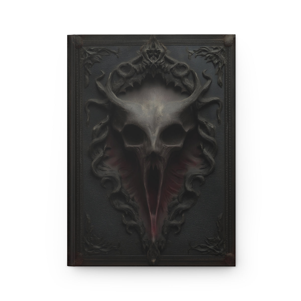Gothic Horror Skull Journal – Dark Fantasy Demon Skull Notebook with Optional Personalized Text