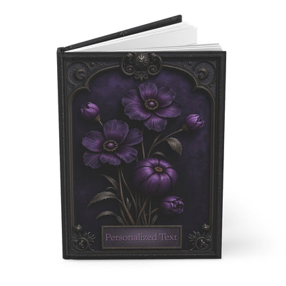 Midnight Bloom Personalized Floral Notebook - Gothic Purple Flower Journal