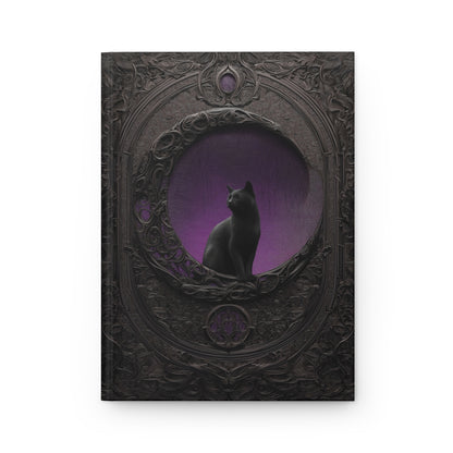 Gothic Black Cat Journal – Dark Fantasy Moon Notebook with Optional Personalized Text
