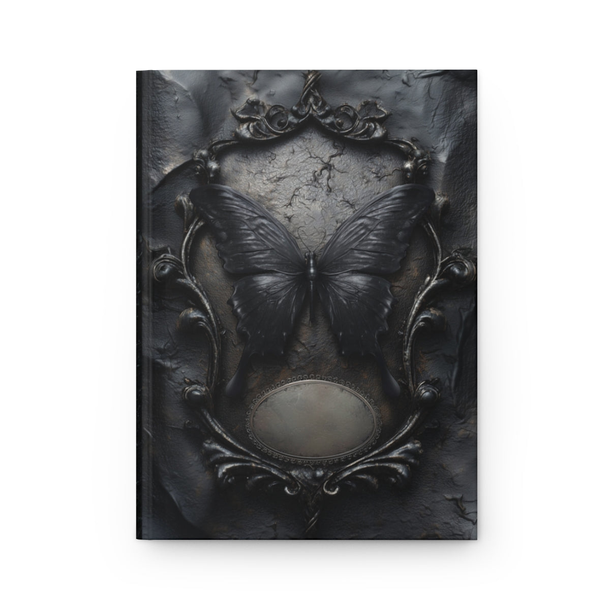 Gothic Black Butterfly Journal – Dark Fantasy Notebook with Optional Personalized Text