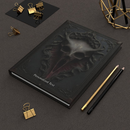 Gothic Horror Skull Journal – Dark Fantasy Demon Skull Notebook with Optional Personalized Text