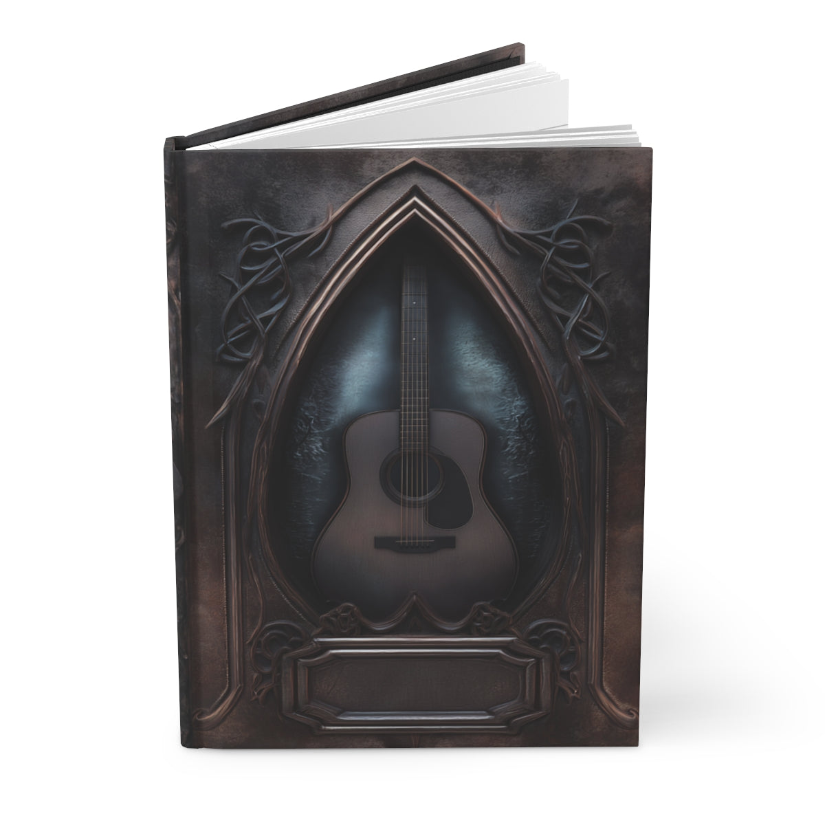 Gothic Guitar Journal – Dark Acoustic Guitar Notebook with Optional Personalized Text
