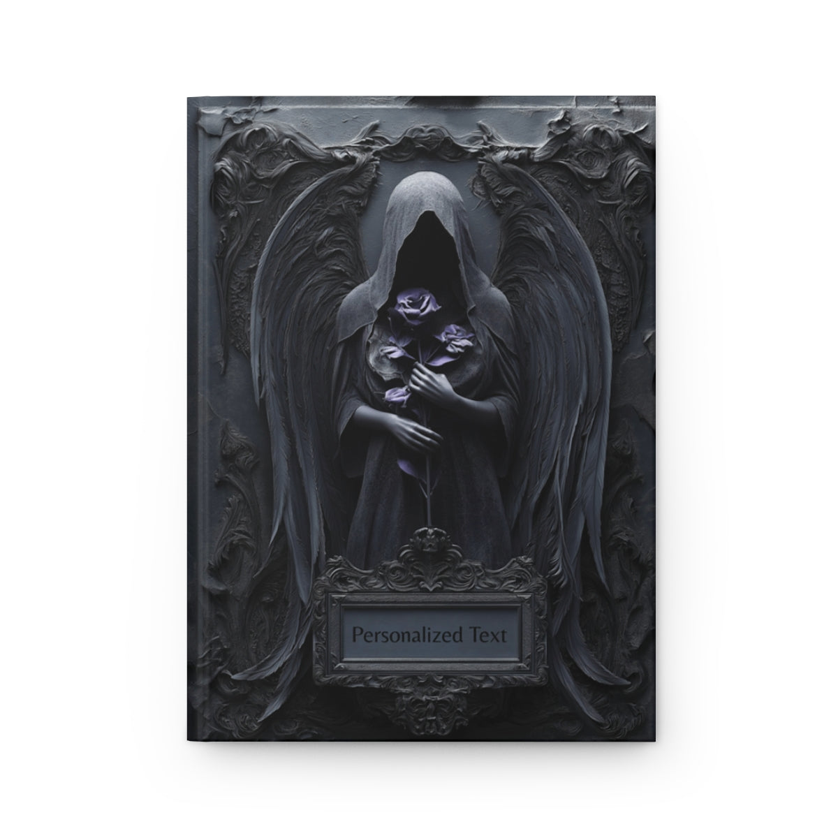 Gothic Dark Angel Journal – Grim Reaper Aesthetic Notebook with Black Wings & Optional Personalized Text