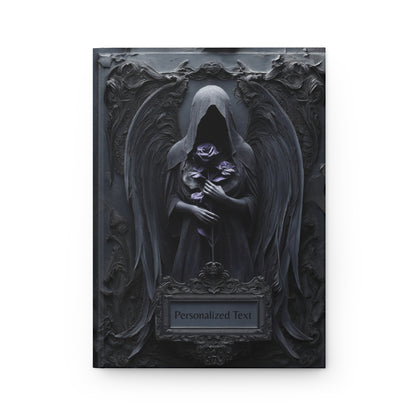 Gothic Dark Angel Journal – Grim Reaper Aesthetic Notebook with Black Wings & Optional Personalized Text