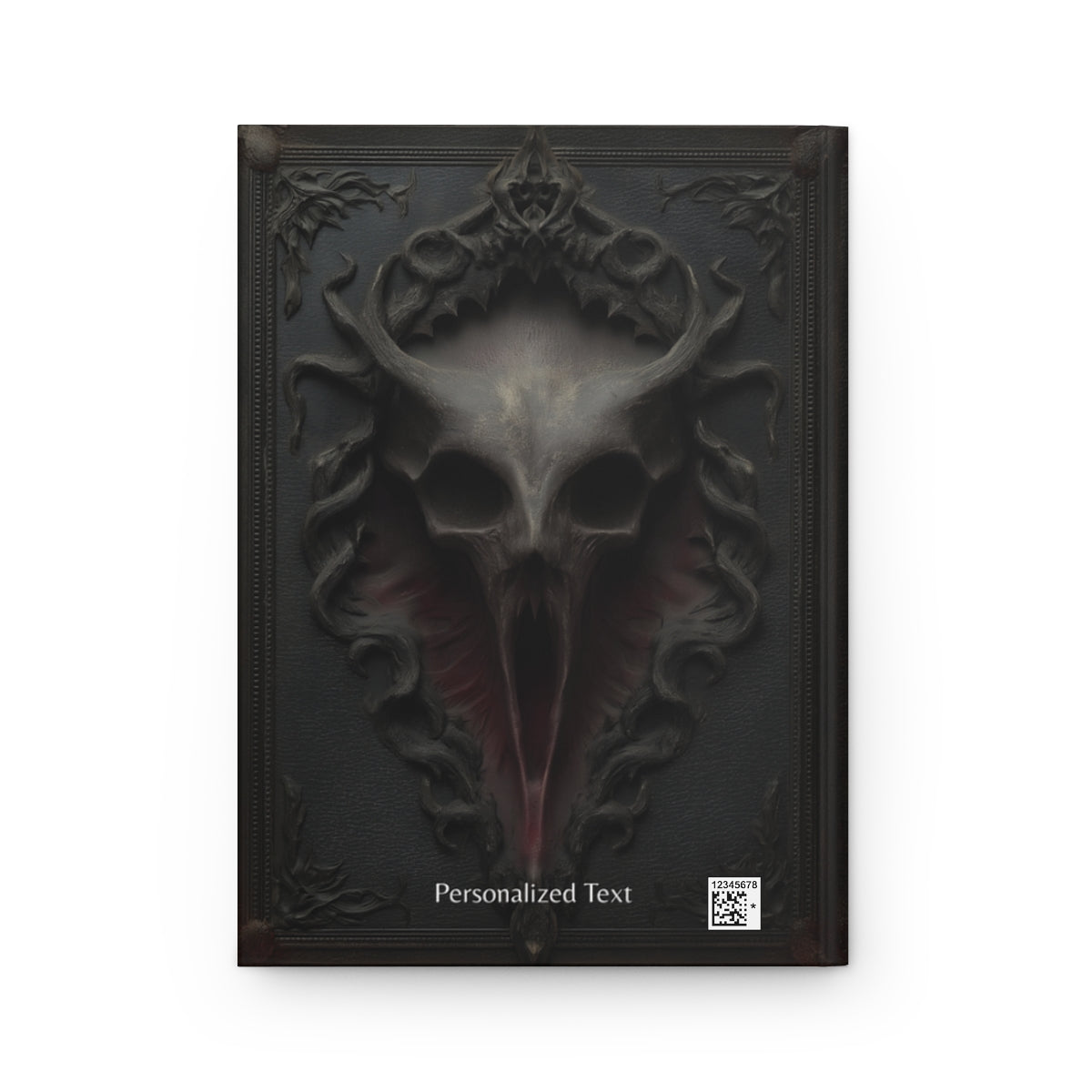 Gothic Horror Skull Journal – Dark Fantasy Demon Skull Notebook with Optional Personalized Text