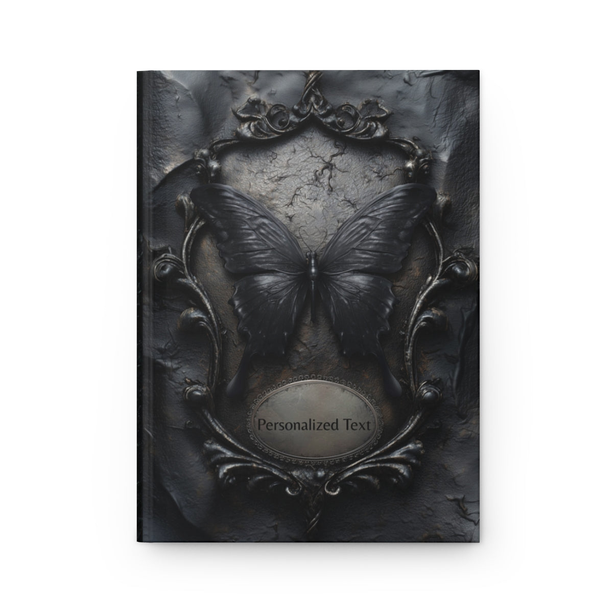 Gothic Black Butterfly Journal – Dark Fantasy Notebook with Optional Personalized Text