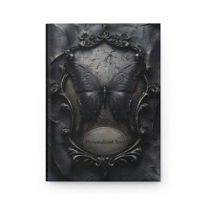 Gothic Black Butterfly Journal – Dark Fantasy Notebook with Optional Personalized Text