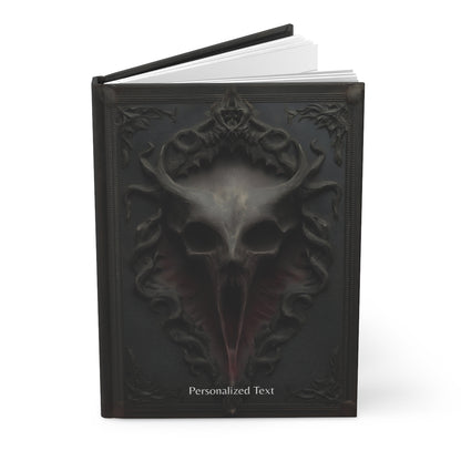 Gothic Horror Skull Journal – Dark Fantasy Demon Skull Notebook with Optional Personalized Text