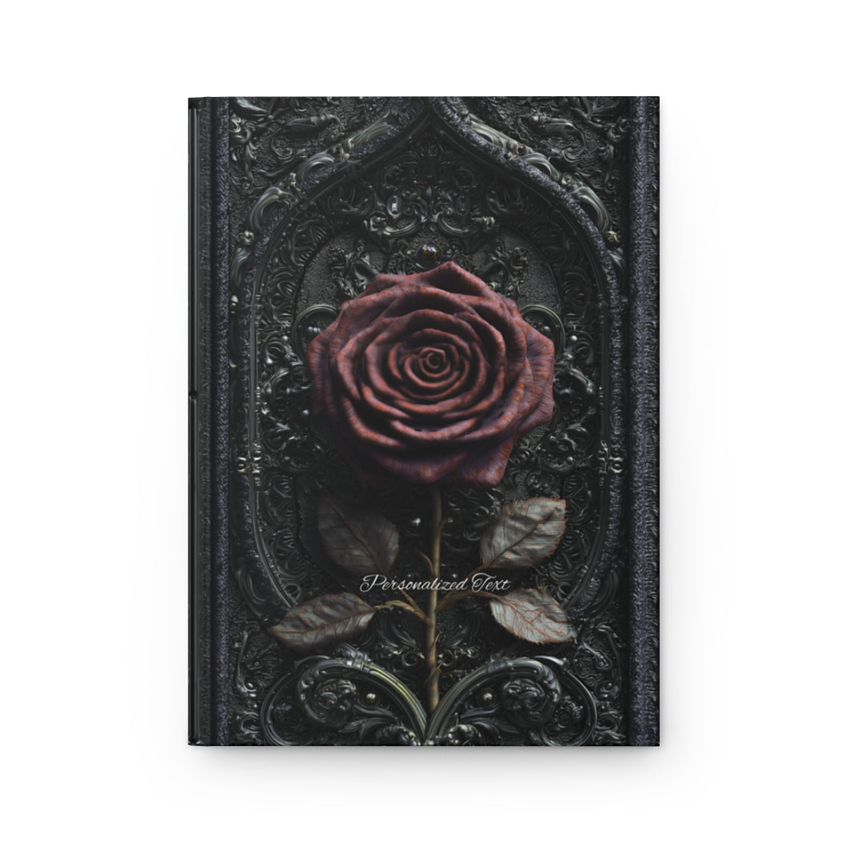 Gothic Red Rose Journal – Dark Romantic Floral Notebook with Optional Personalized Text