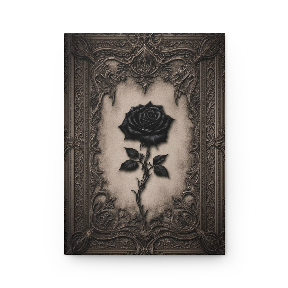 Gothic Black Rose Journal – Ornate Antique Notebook with Optional Personalized Text