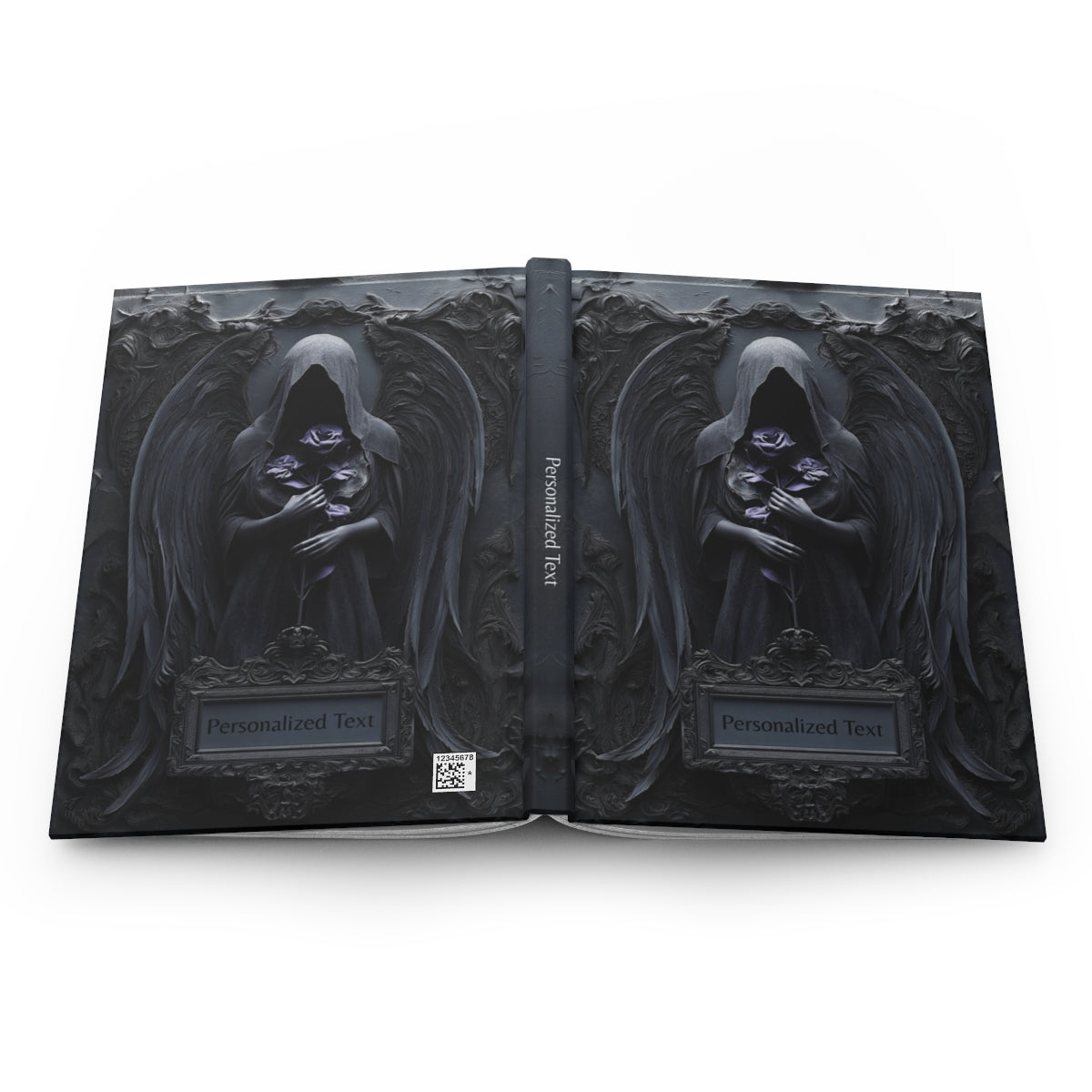 Gothic Dark Angel Journal – Grim Reaper Aesthetic Notebook with Black Wings & Optional Personalized Text