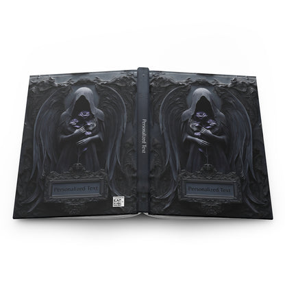 Gothic Dark Angel Journal – Grim Reaper Aesthetic Notebook with Black Wings & Optional Personalized Text