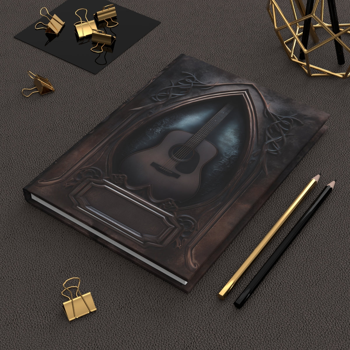 Gothic Guitar Journal – Dark Acoustic Guitar Notebook with Optional Personalized Text