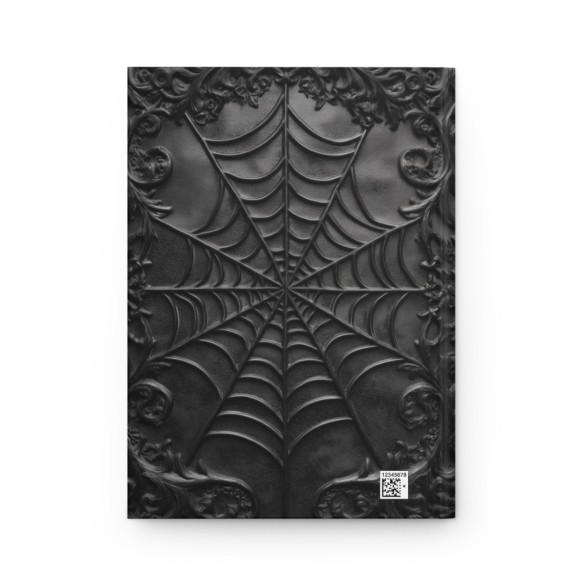 Gothic Spiderweb Journal – Dark Aesthetic Notebook with Ornate Black Web Design & Optional Personalized Text