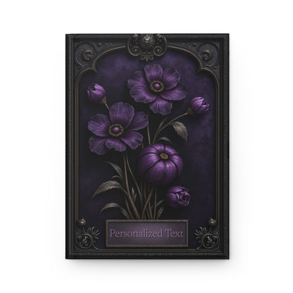 Midnight Bloom Personalized Floral Notebook - Gothic Purple Flower Journal