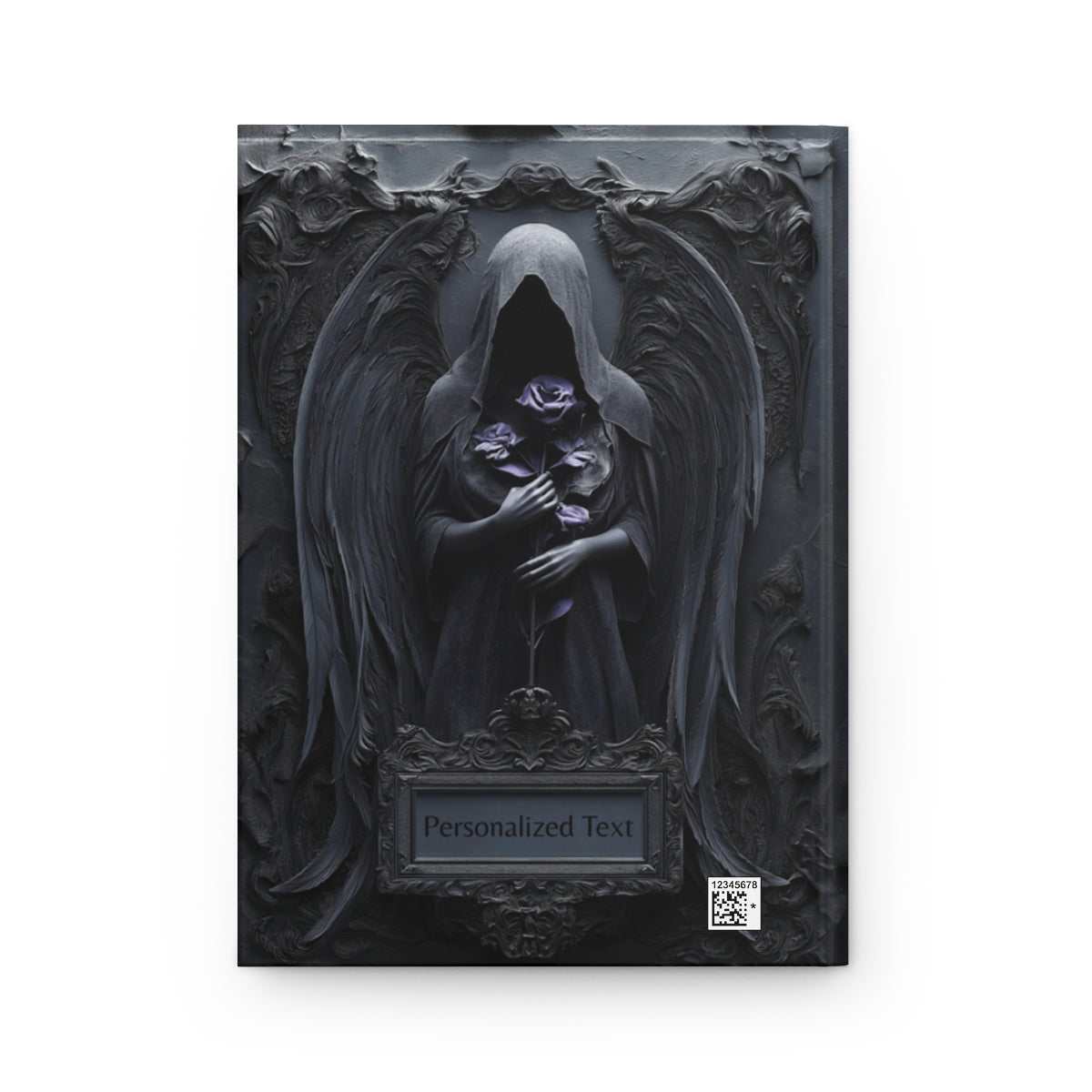 Gothic Dark Angel Journal – Grim Reaper Aesthetic Notebook with Black Wings & Optional Personalized Text