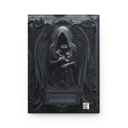 Gothic Dark Angel Journal – Grim Reaper Aesthetic Notebook with Black Wings & Optional Personalized Text