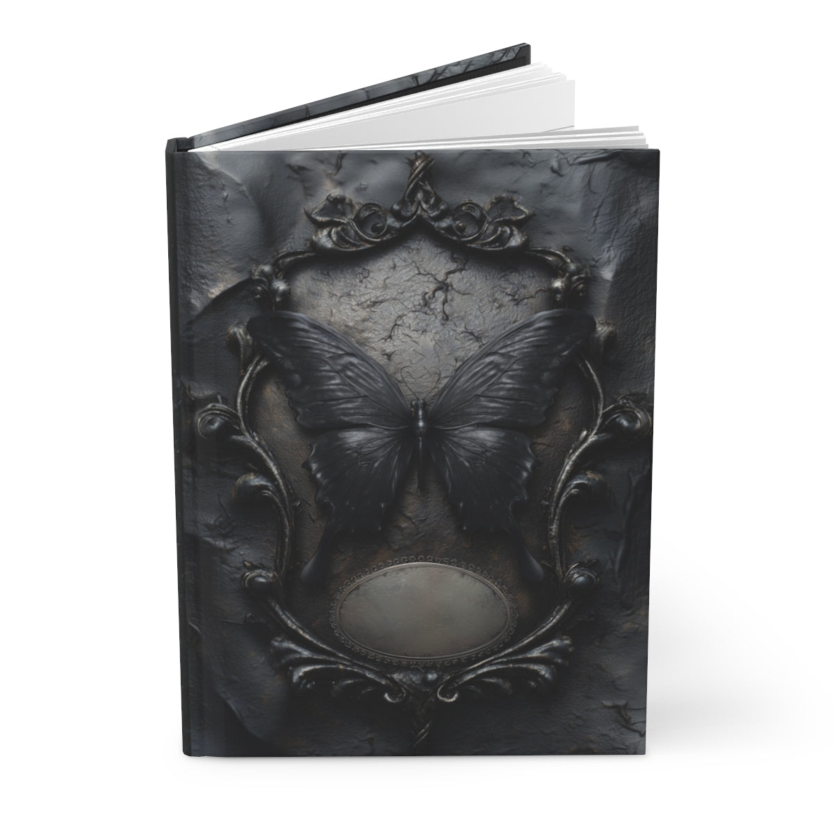 Gothic Black Butterfly Journal – Dark Fantasy Notebook with Optional Personalized Text