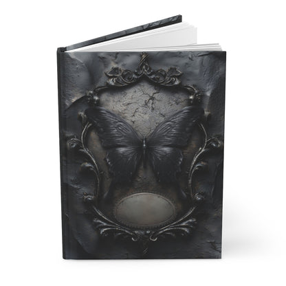 Gothic Black Butterfly Journal – Dark Fantasy Notebook with Optional Personalized Text