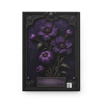 Midnight Bloom Personalized Floral Notebook - Gothic Purple Flower Journal