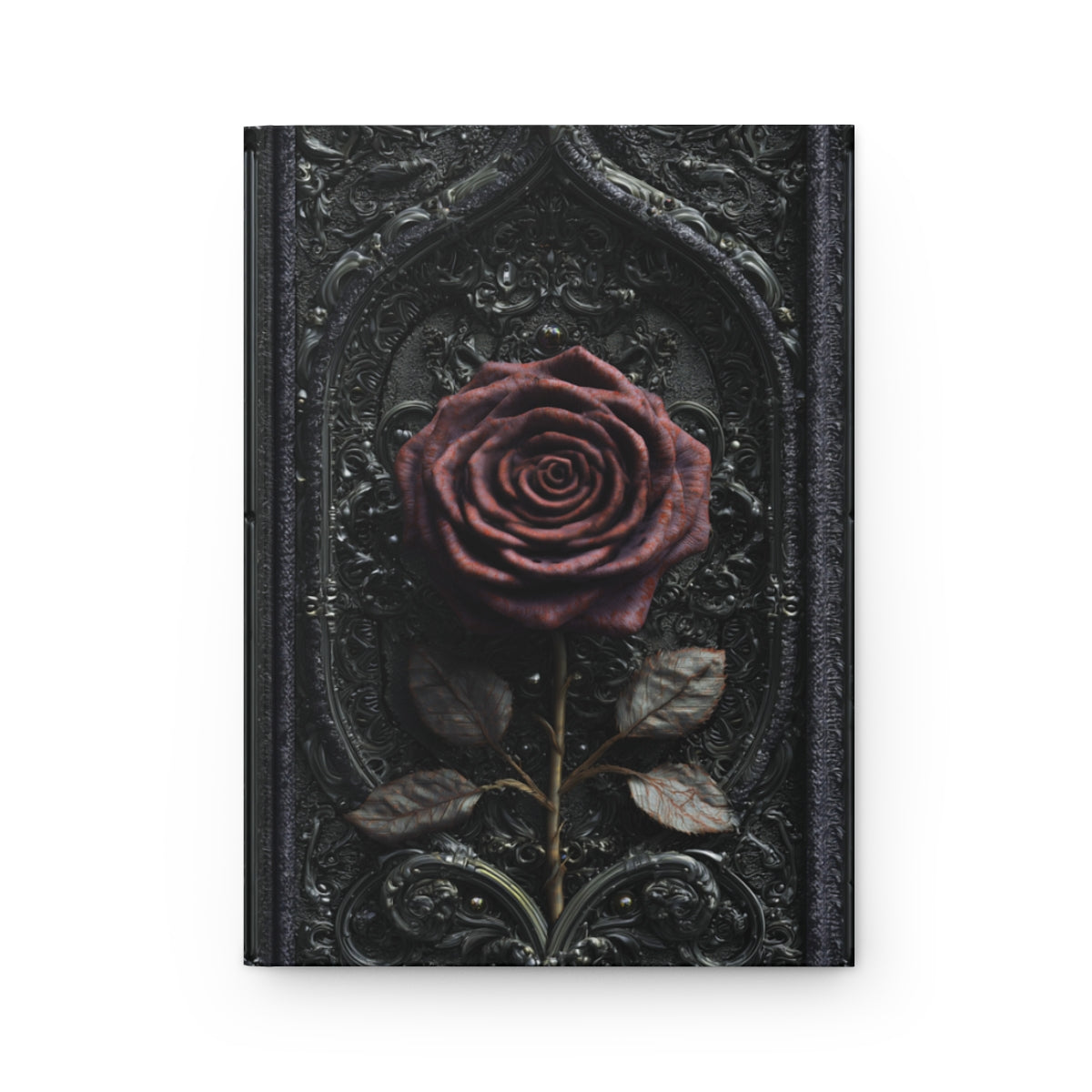 Gothic Red Rose Journal – Dark Romantic Floral Notebook with Optional Personalized Text