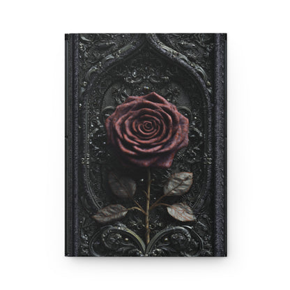 Gothic Red Rose Journal – Dark Romantic Floral Notebook with Optional Personalized Text