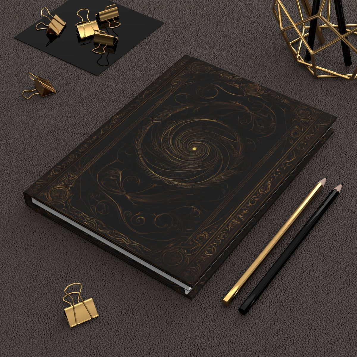 Golden Spiral Hardcover Journal - Personalized Text