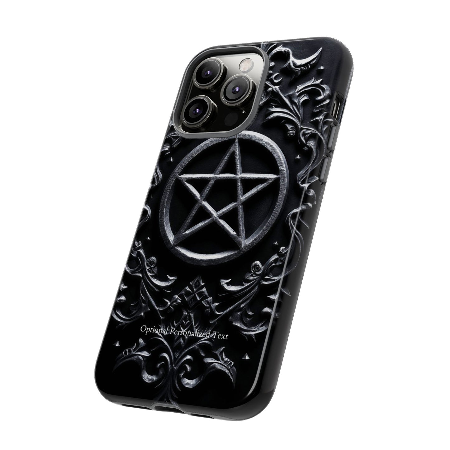 Gothic Pentagram Phone Case – Occult Symbol Design with Optional Personalized Text (MATTE VERSION)