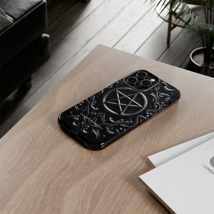 Gothic Pentagram Phone Case – Occult Symbol Design with Optional Personalized Text (MATTE VERSION)
