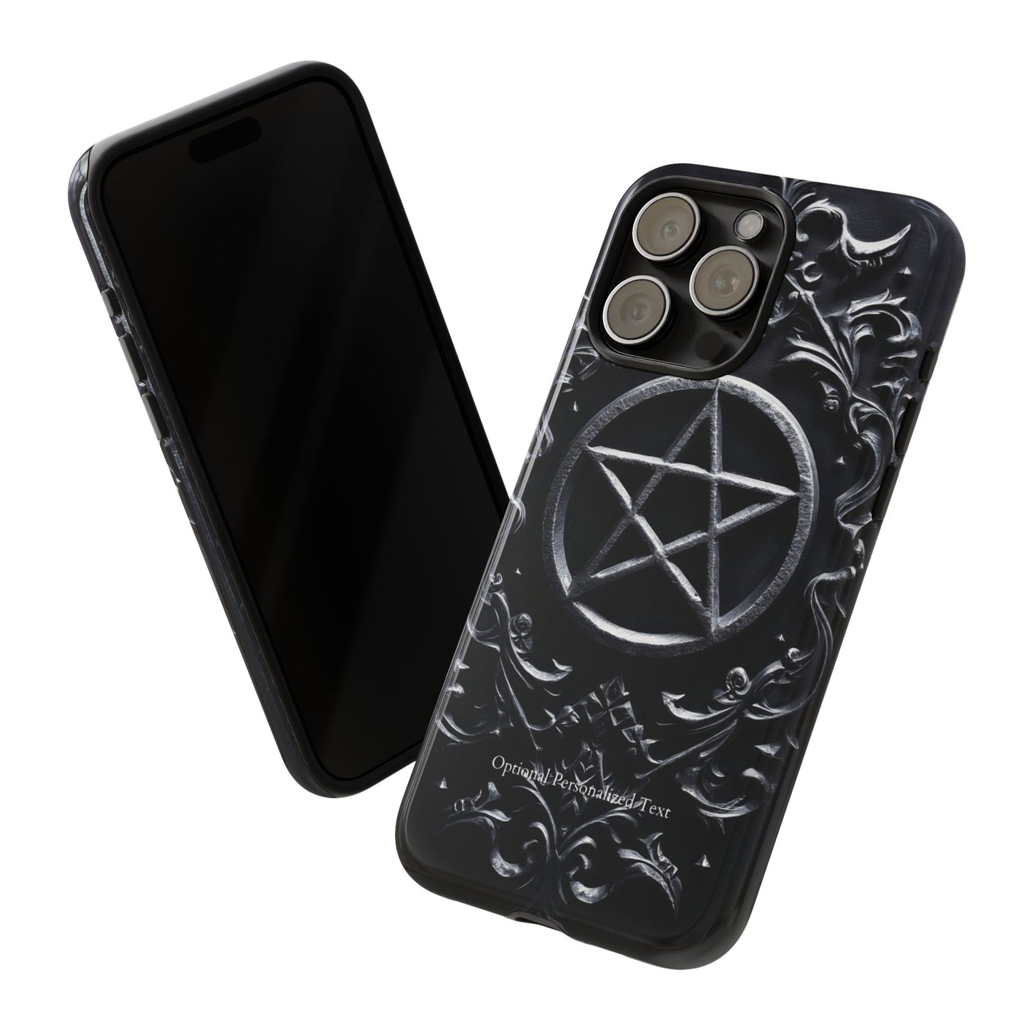 Gothic Pentagram Phone Case – Occult Symbol Design with Optional Personalized Text (MATTE VERSION)