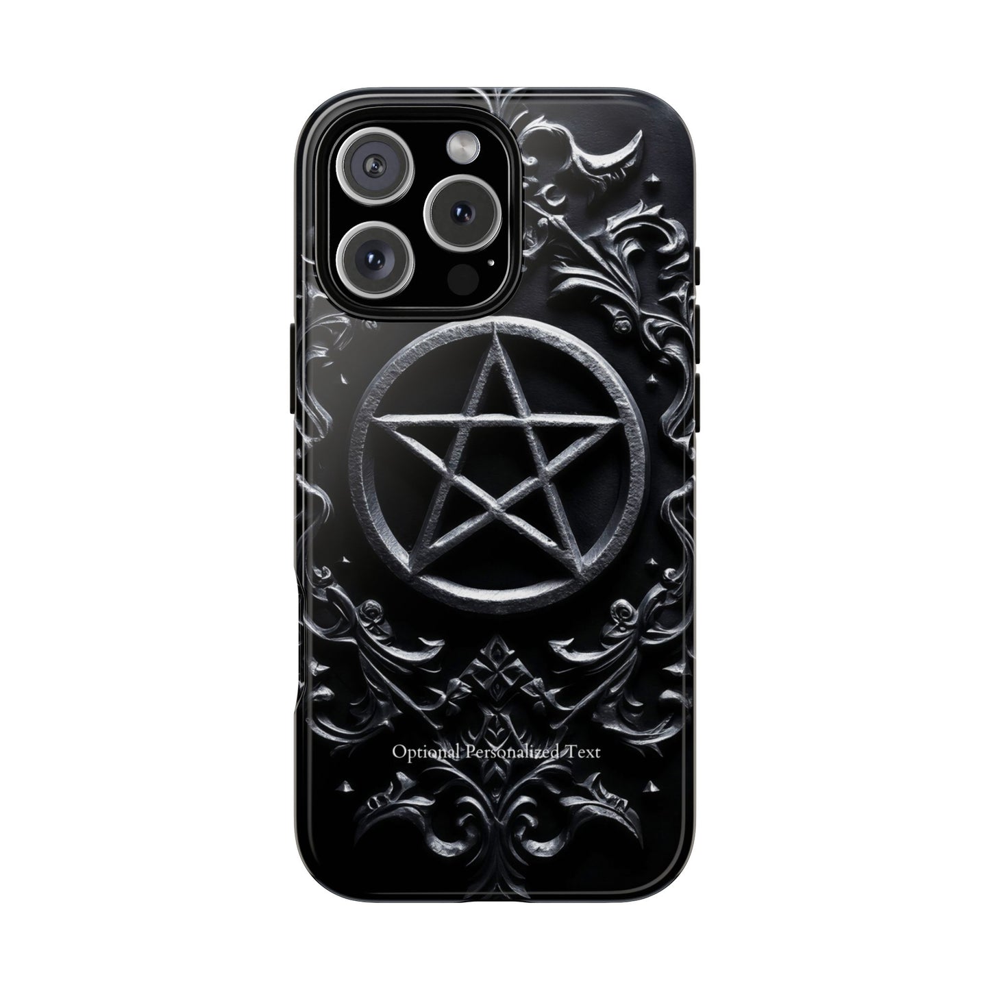 Gothic Pentagram Phone Case – Occult Symbol Design with Optional Personalized Text (MATTE VERSION)