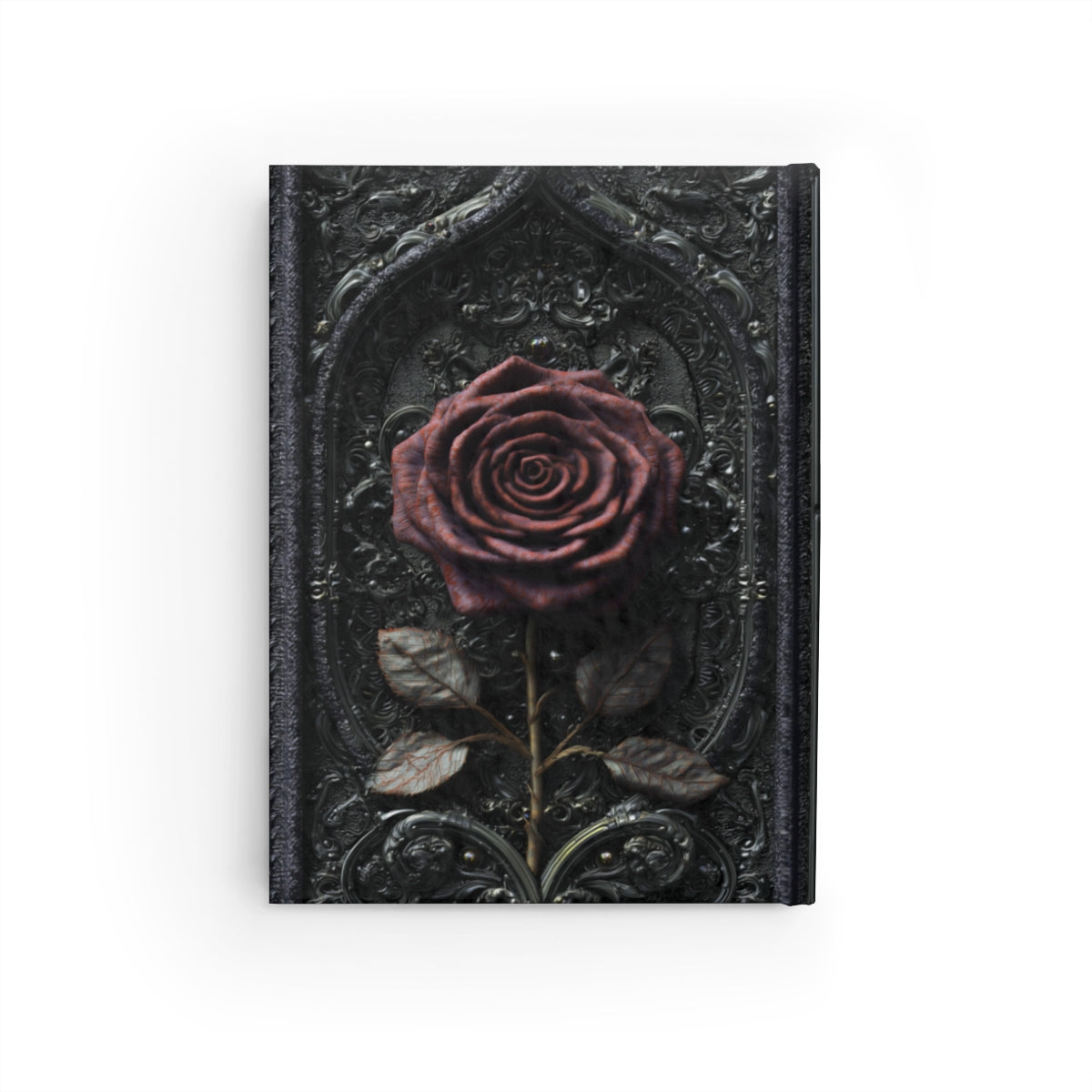 Gothic Red Rose Journal – Dark Romantic Floral Notebook with Optional Personalized Text