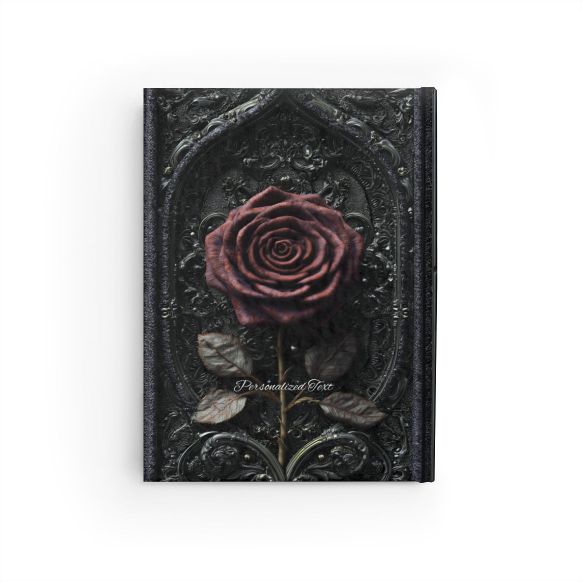 Gothic Red Rose Journal – Dark Romantic Floral Notebook with Optional Personalized Text