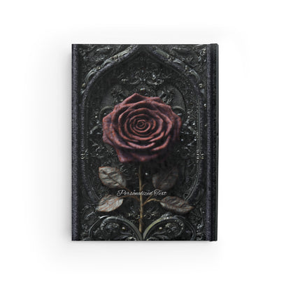 Gothic Red Rose Journal – Dark Romantic Floral Notebook with Optional Personalized Text