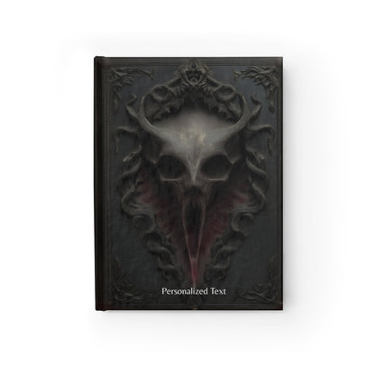 Gothic Horror Skull Journal – Dark Fantasy Demon Skull Notebook with Optional Personalized Text