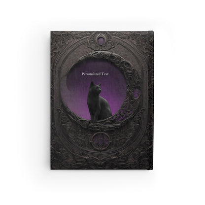 Gothic Black Cat Journal – Dark Fantasy Moon Notebook with Optional Personalized Text