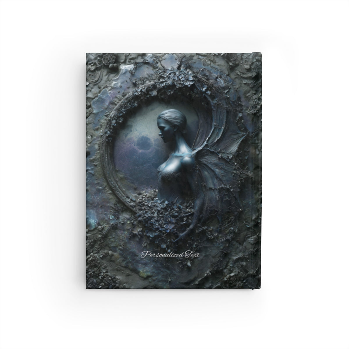 Dark Fairy Moon Journal – Gothic Celestial Fantasy Notebook with Optional Personalized Text
