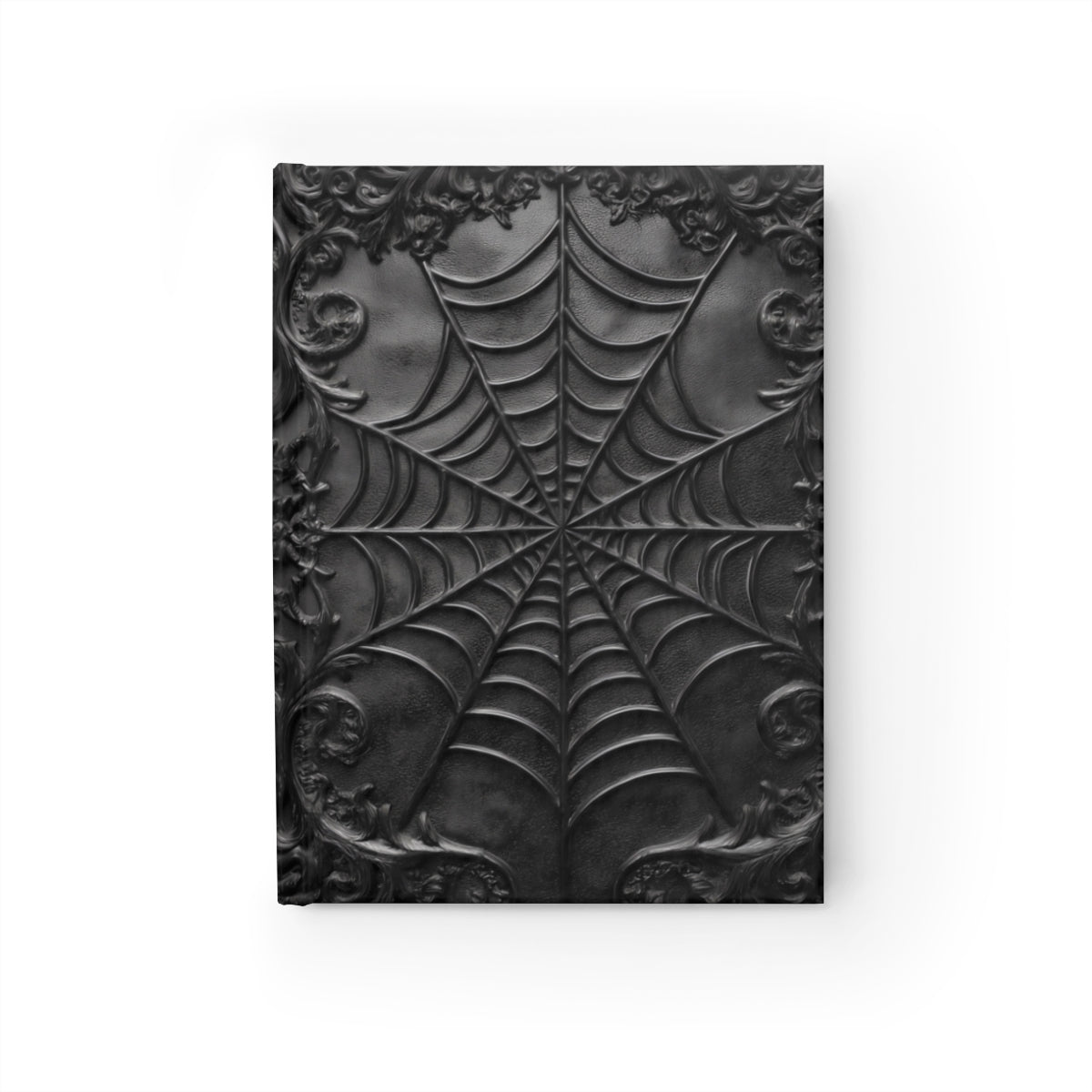 Gothic Spiderweb Journal – Dark Aesthetic Notebook with Ornate Black Web Design & Optional Personalized Text